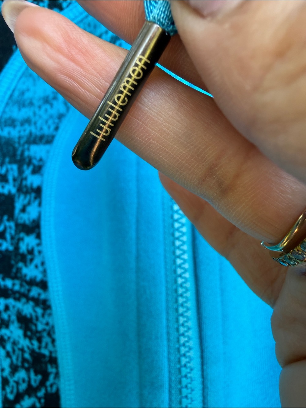 lululemon Scuba Turquoise Blue full Zip-Up Hoodie with Black Pattern - Picture 6 of 9